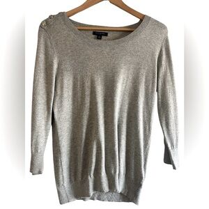 Banana Republic Gray Sweater 3/4 sleeve,with Button Detail on shoulders Sz M